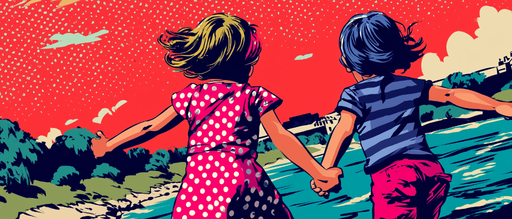 Niños corriendo Pop Art