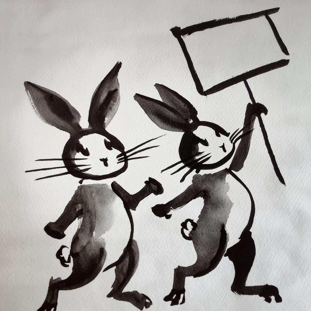 conejos protestando