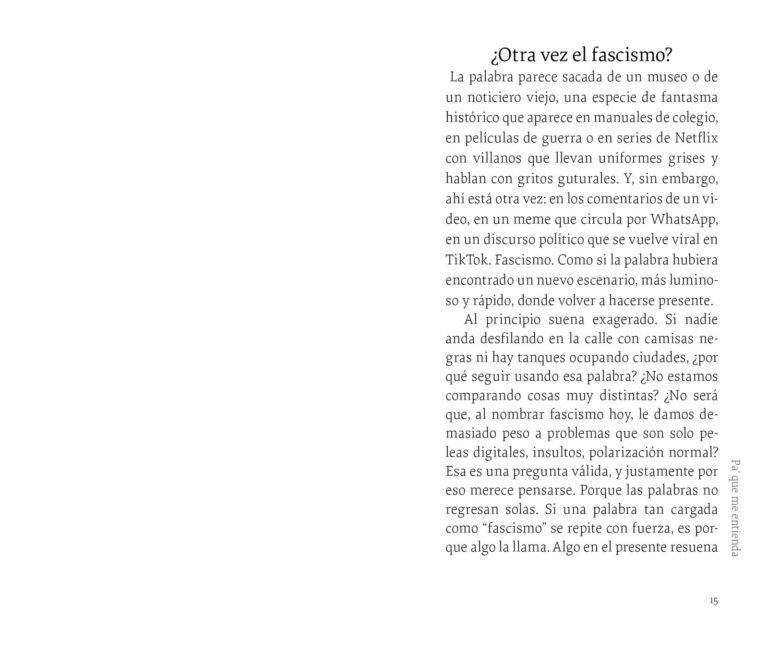 Página interior de «Fascismo, totalitarismo y otras formas para no pensar»: apertura del capítulo «¿Otra vez el fascismo?»