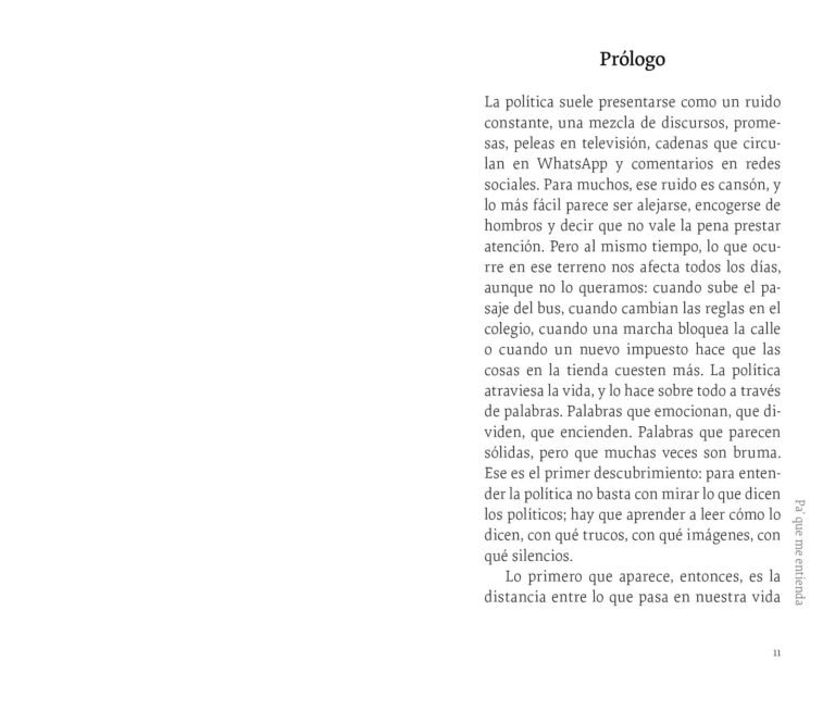 Página interior de «Ismos para entender la política»: primera página del prólogo