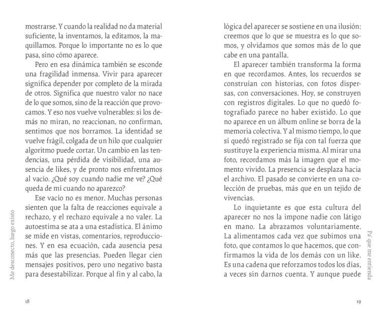 Página interior de «Me desconecto, luego existo»: páginas interiores del capítulo, en la composición a dos columnas
